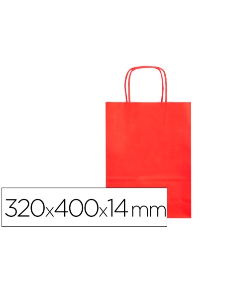 Bolsa papel q-connect celulosa rojo l con asa retorcida 320x400x14 mm