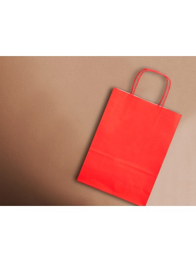 Bolsa papel q-connect celulosa rojo l con asa retorcida 320x400x14 mm