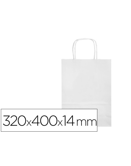 Bolsa papel q-connect celulosa blanco l con asa retorcida 320x400x14 mm
