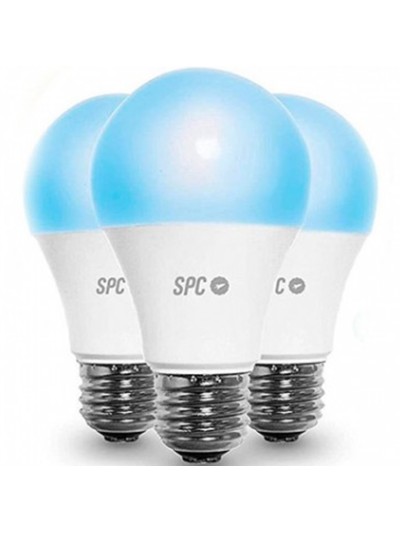 Bombilla inteligente spc aura 1050 10w pack 3 uds 2700 - 6500k - 16 mill.colores - ø70 - spc iot - comando voz
