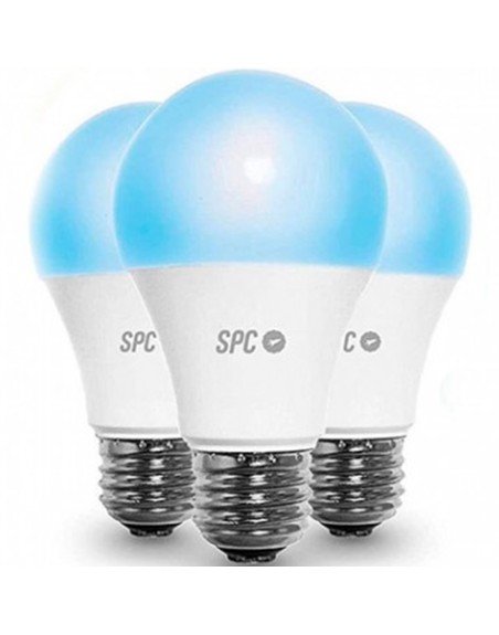 Bombilla inteligente spc aura 1050 10w pack 3 uds 2700 - 6500k - 16 mill.colores - ø70 - spc iot - comando voz