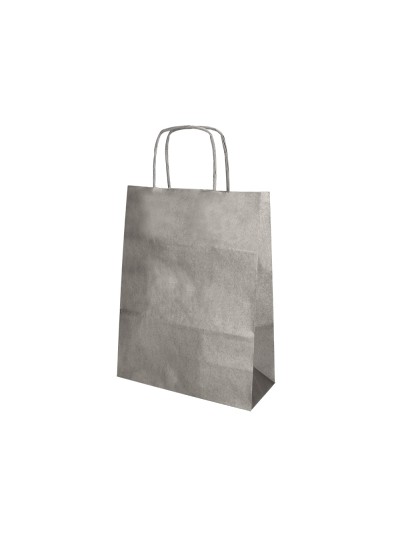Bolsa papel q-connect kraft plata l con asa retorcida 320x400x14 mm