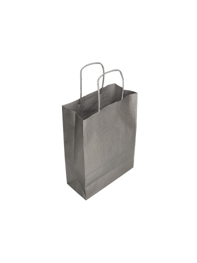 Bolsa papel q-connect kraft plata l con asa retorcida 320x400x14 mm