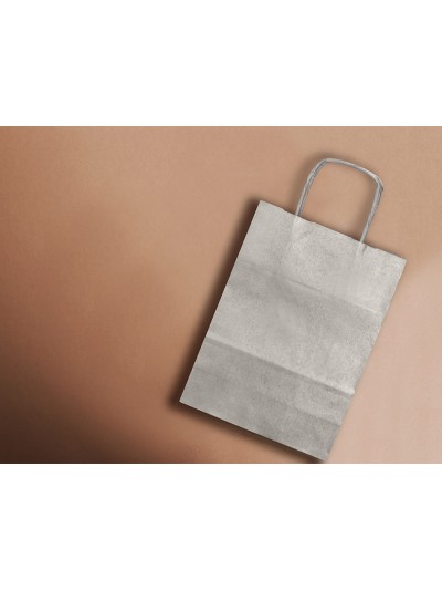 Bolsa papel q-connect kraft plata l con asa retorcida 320x400x14 mm