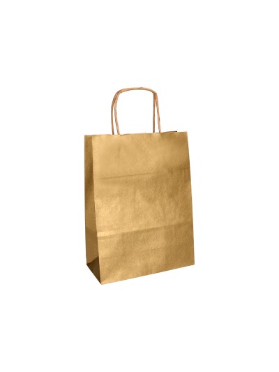 Bolsa papel q-connect kraft oro l con asa retorcida 320x400x14 mm