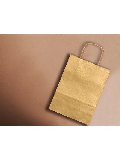 Bolsa papel q-connect kraft oro l con asa retorcida 320x400x14 mm