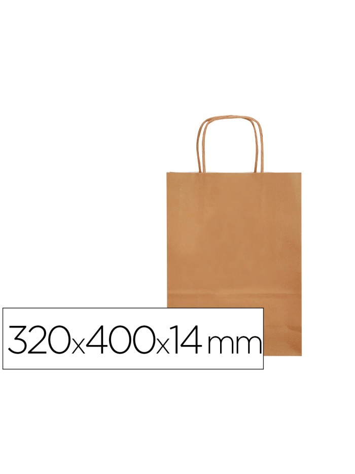 Bolsa papel q-connect celulosa natural liso l con asa retorcida 320x400x14 mm Bolsa papel q-connect celulosa natural liso l con asa retorcida 320x400x14 mm