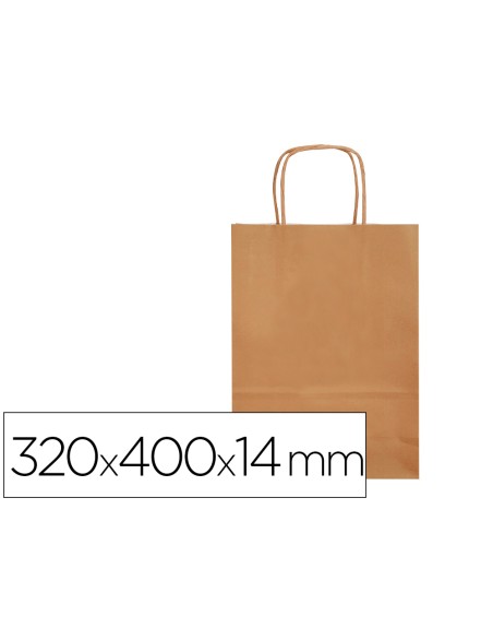 Bolsa papel q-connect celulosa natural liso l con asa retorcida 320x400x14 mm