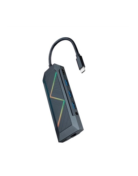 Hub nanocable 9 en 1 usb tipo c - usb - hdmi - rj45 - micro sd - jack 3.5mm - 15cm - macho - hembra