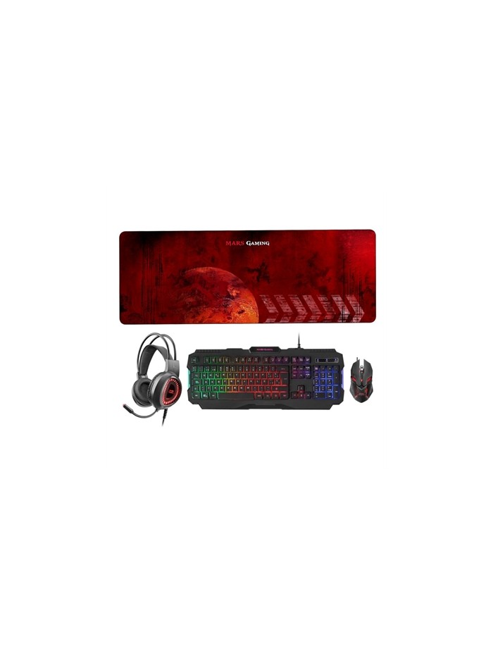Kit teclado + mouse raton mars gaming mcprgb2es + auriculares + alfombrilla Kit teclado + mouse raton mars gaming mcprgb2es + auriculares + alfombrilla