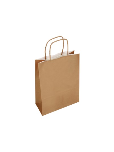 Bolsa papel q-connect celulosa natural liso l con asa retorcida 320x400x14 mm