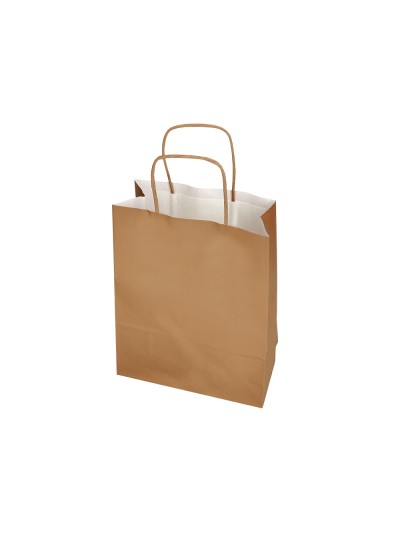 Bolsa papel q-connect celulosa natural liso l con asa retorcida 320x400x14 mm