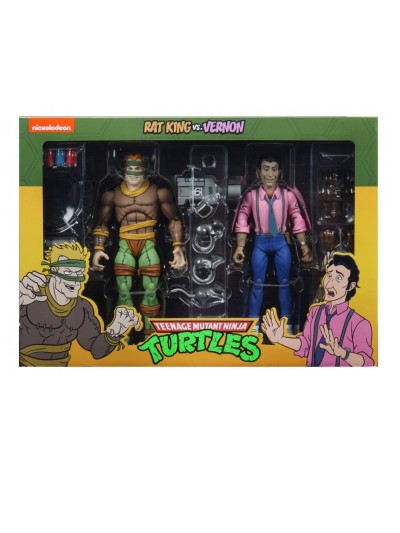 Pack 2 figuras neca rat king & vernon 18 cm scale action figure tmnt cartoon re - run