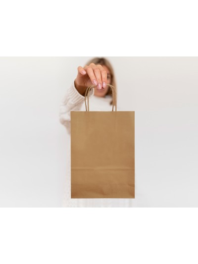 Bolsa papel q-connect celulosa natural liso l con asa retorcida 320x400x14 mm