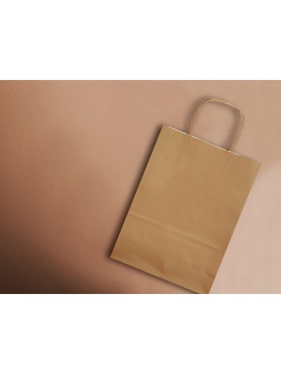 Bolsa papel q-connect celulosa natural liso l con asa retorcida 320x400x14 mm