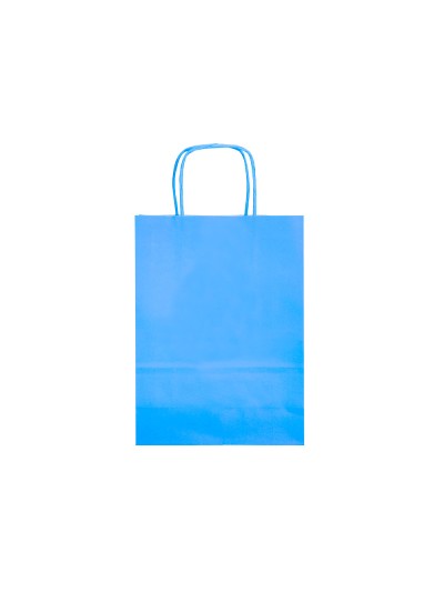 Bolsa papel q-connect celulosa celeste m con asa retorcida 270x370x12 mm