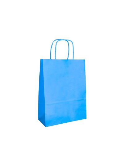 Bolsa papel q-connect celulosa celeste m con asa retorcida 270x370x12 mm