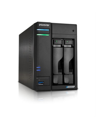 Servidor nas asustor tower 2 bay quad - core 2.0ghz cpu dual 2.5gbe ports 4gb ram ddr4
