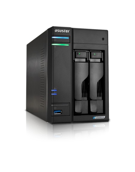 Servidor nas asustor tower 2 bay quad - core 2.0ghz cpu dual 2.5gbe ports 4gb ram ddr4
