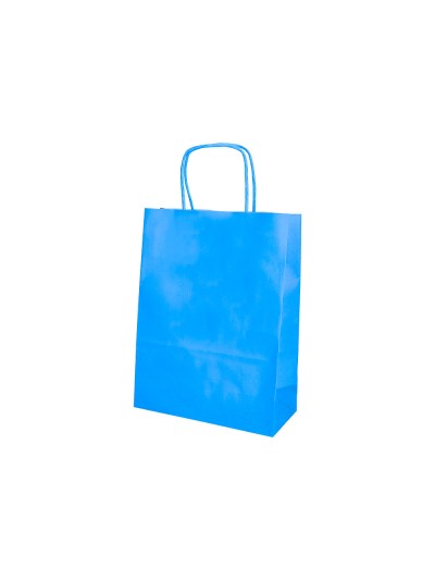 Bolsa papel q-connect celulosa celeste m con asa retorcida 270x370x12 mm