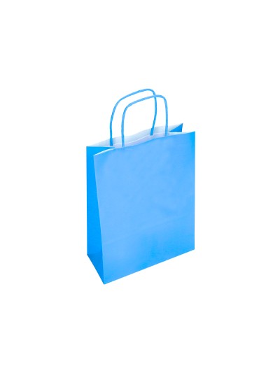 Bolsa papel q-connect celulosa celeste m con asa retorcida 270x370x12 mm