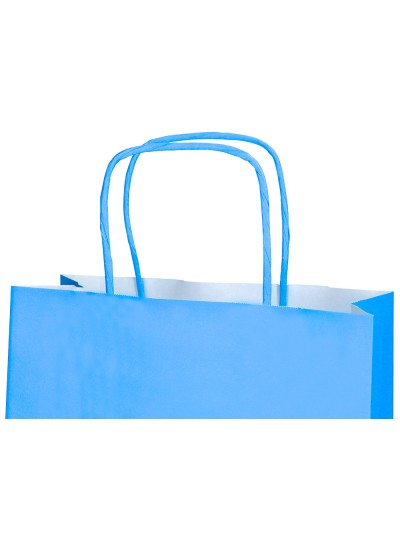 Bolsa papel q-connect celulosa celeste m con asa retorcida 270x370x12 mm