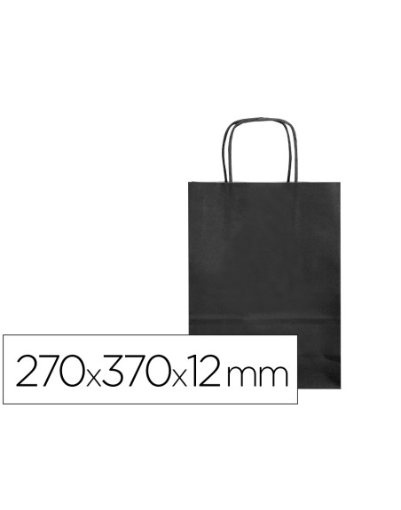 Bolsa papel q-connect celulosa negro m con asa retorcida 270x370x12 mm