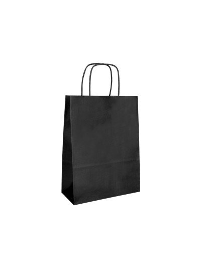 Bolsa papel q-connect celulosa negro m con asa retorcida 270x370x12 mm