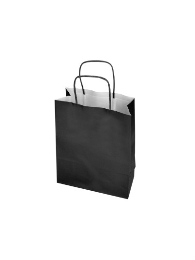 Bolsa papel q-connect celulosa negro m con asa retorcida 270x370x12 mm