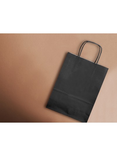 Bolsa papel q-connect celulosa negro m con asa retorcida 270x370x12 mm