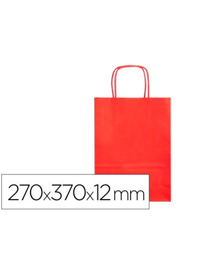 Bolsa papel q-connect celulosa rojo m con asa retorcida 270x370x12 mm