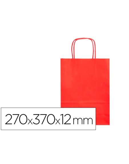Bolsa papel q-connect celulosa rojo m con asa retorcida 270x370x12 mm