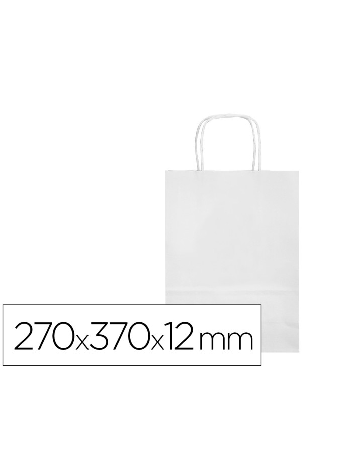 Bolsa papel q-connect celulosa blanco m con asa retorcida 270x370x12 mm Bolsa papel q-connect celulosa blanco m con asa retorcida 270x370x12 mm