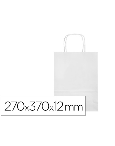 Bolsa papel q-connect celulosa blanco m con asa retorcida 270x370x12 mm