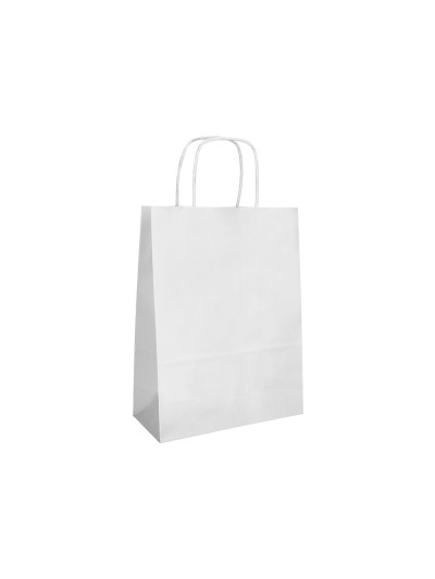 Bolsa papel q-connect celulosa blanco m con asa retorcida 270x370x12 mm