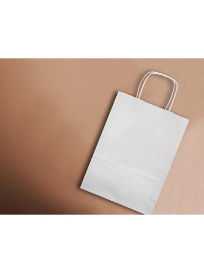 Bolsa papel q-connect celulosa blanco m con asa retorcida 270x370x12 mm