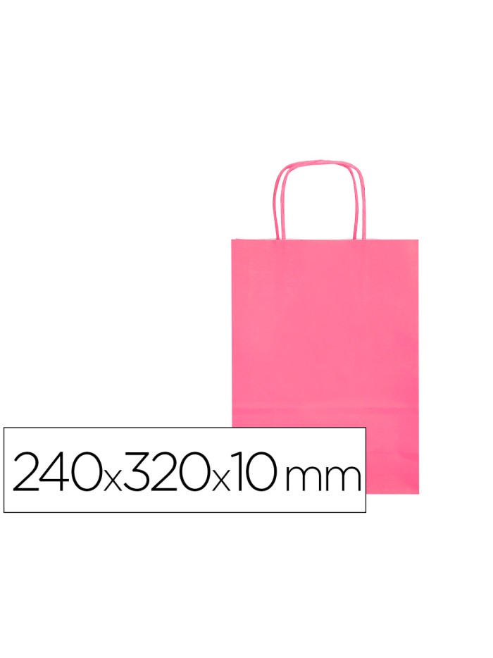 Bolsa papel q-connect celulosa rosa s con asa retorcida 240x320x10 mm Bolsa papel q-connect celulosa rosa s con asa retorcida 240x320x10 mm