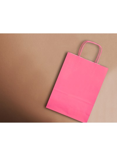 Bolsa papel q-connect celulosa rosa s con asa retorcida 240x320x10 mm