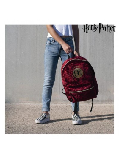 Mochila casual terciopelo cerdá harry potter anden 9 3 - 4 burdeos 40 cm
