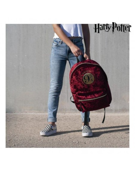 Mochila casual terciopelo cerdá harry potter anden 9 3 - 4 burdeos 40 cm