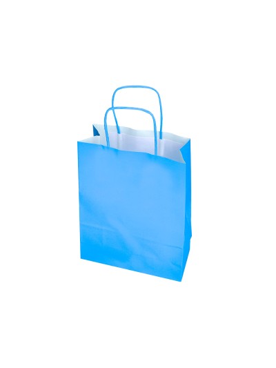 Bolsa papel q-connect celulosa celeste s con asa retorcida 240x320x10 mm