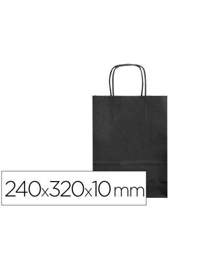 Bolsa papel q-connect celulosa negro s con asa retorcida 240x320x10 mm