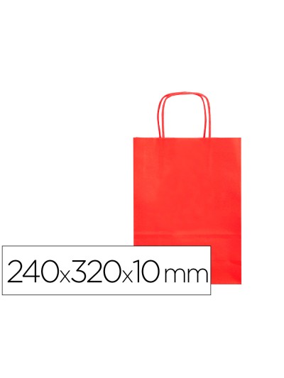 Bolsa papel q-connect celulosa rojo s con asa retorcida 240x320x10 mm
