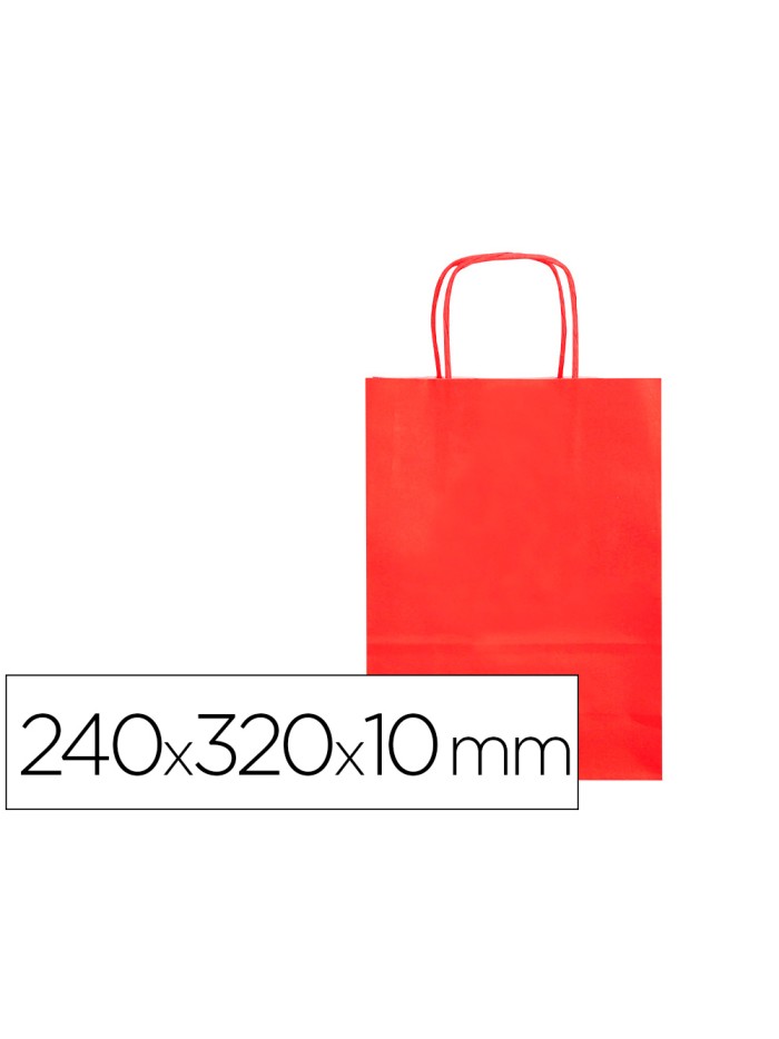Bolsa papel q-connect celulosa rojo s con asa retorcida 240x320x10 mm Bolsa papel q-connect celulosa rojo s con asa retorcida 240x320x10 mm