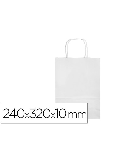 Bolsa papel q-connect celulosa blanco s con asa retorcida 240x320x10 mm