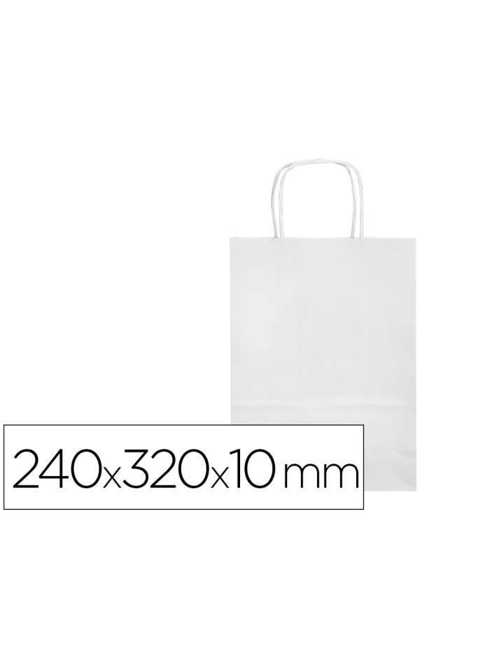 Bolsa papel q-connect celulosa blanco s con asa retorcida 240x320x10 mm Bolsa papel q-connect celulosa blanco s con asa retorcida 240x320x10 mm