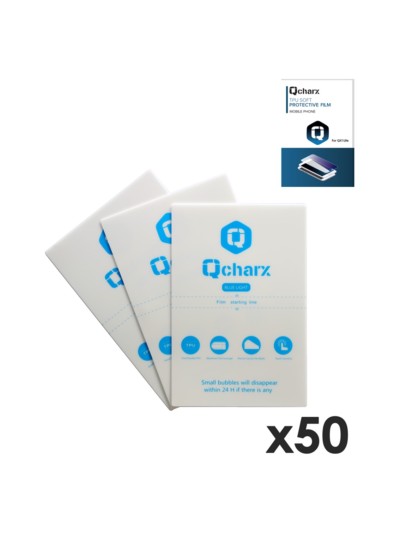 Laminas de proteccion frontales qcharx hidrogel antiblue qx1 lite 50 unidades