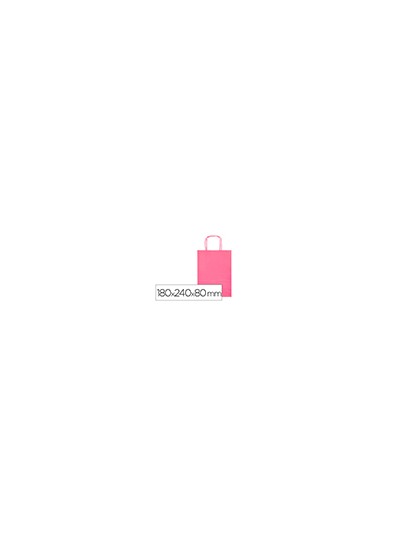Bolsa papel q-connect celulosa rosa xs con asa retorcida 180x240x80 mm