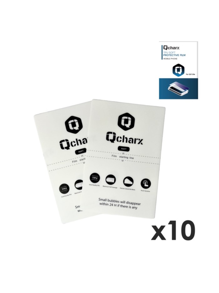 Laminas de proteccion frontales qcharx hidrogel mate anti huellas para qx1 lite 10 unidad Laminas de proteccion frontales qcharx hidrogel mate anti huellas para qx1 lite 10 unidad