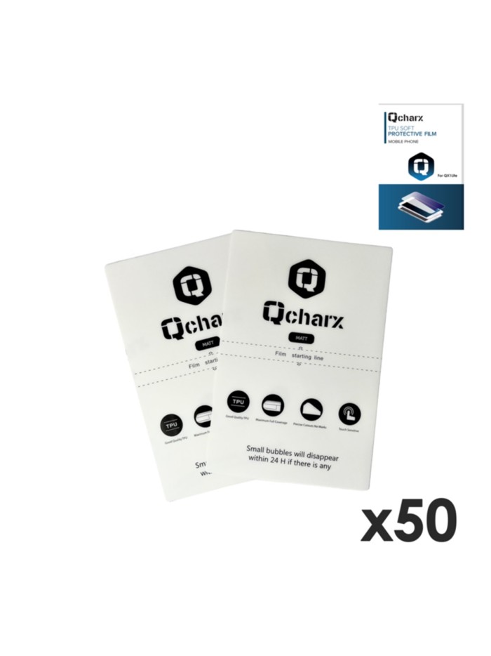 Laminas de proteccion frontales qcharx hidrogel mate anti huellas para qx1 lite 50 unidad Laminas de proteccion frontales qcharx hidrogel mate anti huellas para qx1 lite 50 unidad